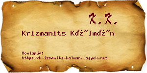Krizmanits Kálmán névjegykártya